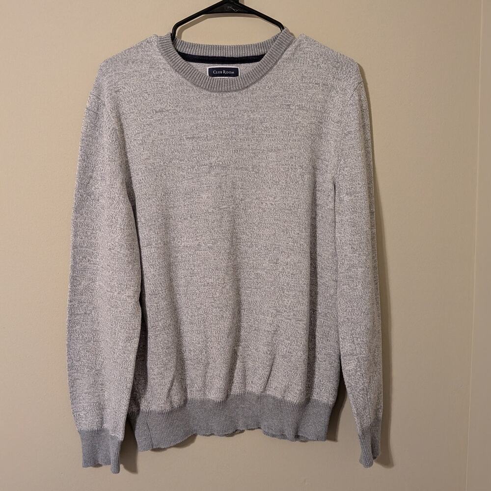 Club Room Grey/White Sweater With Ribbed Cuff/ Bottom